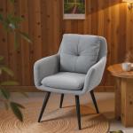Fåtölj Modern Ljusgrå Linnetyg och Metall för Vardagsrum och Sovrum Stoppad Stol med Svarta Ben Elegant Design