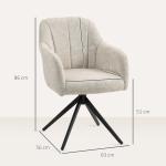 Swivel Accentstol Stoppad med Tygöverdrag, Armstöd och Stålben för Vardagsrum, Beige