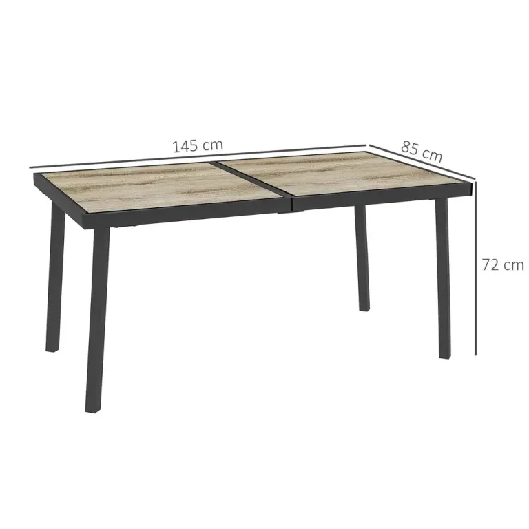 Trädgårdsbord för 6 Personer i Trälook 145 X 85 cm, Grått