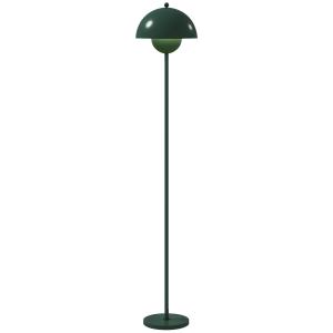 Golvlampa med Rund Skärm, Fotkontakt och Lång Kabel i Stål, Grön