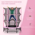 Barnstudsmatta Trädgårdstrampolin Rosa av Metall och Nät för Barn 3-10 År Studsmatta med Skyddsnät 50 kg Ø 140 cm