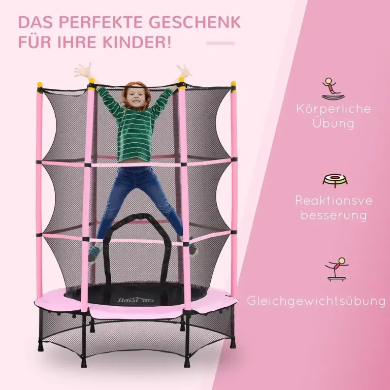 Barnstudsmatta Trädgårdstrampolin Rosa av Metall 140 Cm
