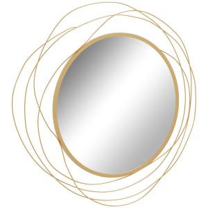 Rund Väggspegel med Metallram, Guld, Ø65 cm