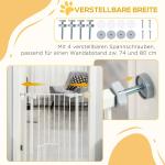 Dörrsäkerhetsgrind Trappgrind Vit av Metall för Hundar och Bebisar med Automatisk Stängning Ingen Borrning Krävs 74-80 cm