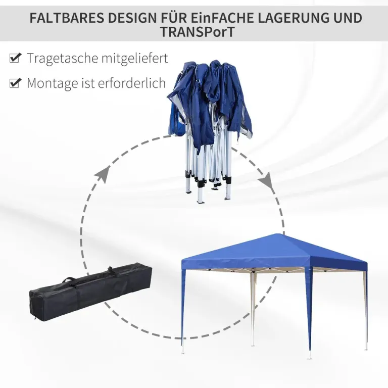 Trädgårdspaviljong Pop-up Partytält Blå av Polyester 3 x 3 m