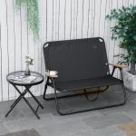 Campingstol Regissörsstol 2-Sits Hopfällbar Svart av Tyg och Metall för Picknick och Vandring Bärbar Stol 160 kg 114 x 67 x 80 cm