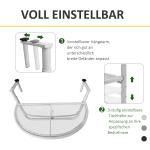 Balkonghängande Bord Höj- och Sänkbart Halvcirkelformat Trädgårdsbord Metall för Terrass Vit 60 X 45 X 50 Cm