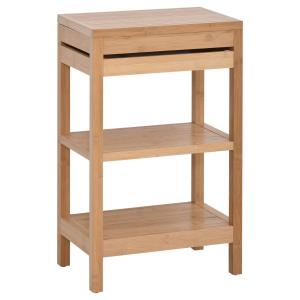 Badrumshylla med Gångjärnslock Naturlig Bambu för Badrum 46 X 29,5 X 76,5 Cm