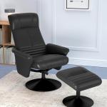 Relaxstol Vilstol Svart av Mikrofiber och Metall för Vardagsrum Roterande TV Stol med Pall 150 kg