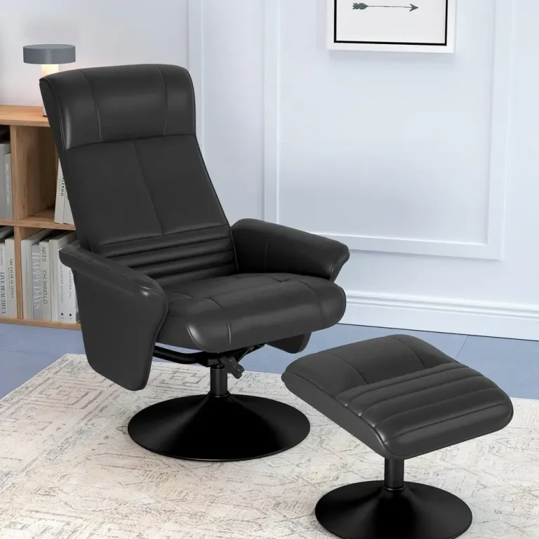 Relaxfåtölj Svart av Mikrofiber och Metall Roterande