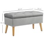Bänk Sängbänk Grå av Sammetslook och Gummiträ för Sovrum Stoppad Bänk med Förvaring 102 x 35 x 43 cm