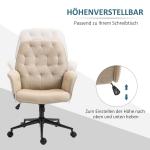 Modern Kontorsstol i Linnetyg, Höj- och Sänkbar Skrivbordsstol med Vippfunktion, Ergonomisk Arbetsstol för Hemmakontoret, Beige, 120 kg