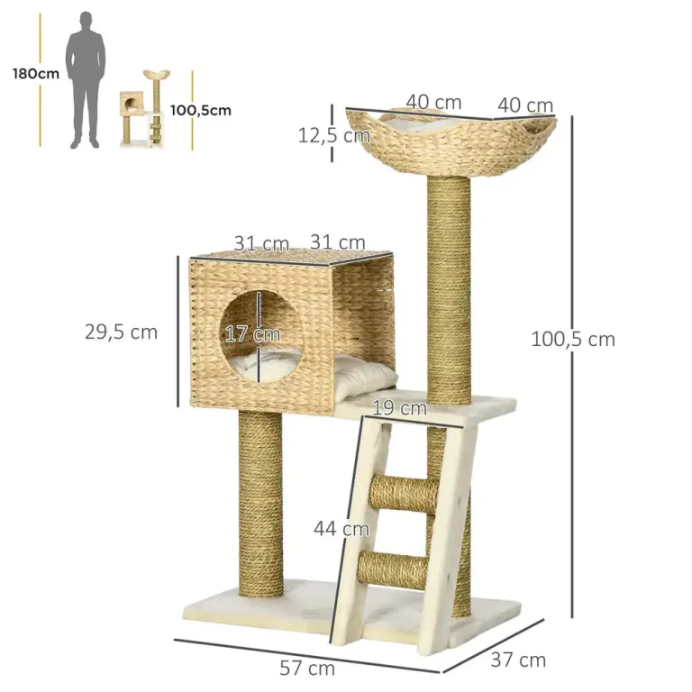Klösträd Natur av Sisal och Trä 100,5 cm