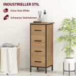 Badrumsskåp med 4 Lådor och Kompakt Design i Industristil för Förvaring Hållbar och Stabil Natur Ekoptik Spånskiva och Metall för Badrum