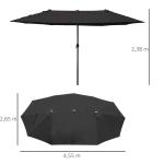 Parasoll Dubbelt Marknadsparaply Uteplatsparasoll med Handvev Oval 460 X 270 X 240 Cm Svart