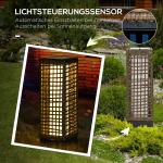 Solcellslampa i Rotting-Look, Dekorativ Trädgårdslampa med LED, Vattentät Utomhusbelysning för Uteplats, 15,5 x 15,5 x 46 cm