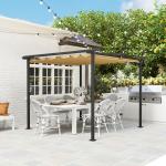 Pergola för Trädgård med Justerbart Tak och UPF30+ Skydd för Solskydd Hållbar och Stabil Beige Polyester och Metall 3 x 3 m