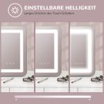 Sminkspegel Bordsspegel Vit av Glas och Plast för Sminkbord LED Spegel med 3 Ljusfärger och 10x Förstoring