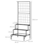 Blomtrappa i Metall med 3 Hyllor, Dekorativ Växtstege för Inomhus och Utomhus, Platsbesparande Blomställning, Svart, 60,5 x 59,5 x 95,5 cm