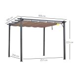 Pergola med Skjutbart Tak Modern Trädgårdspaviljong Aluminiumram Justerbart Solskydd Mörkgrå Brun 3 X 3 X 2,23 M