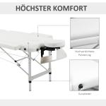 Hopfällbar Massagebänk Vit av Plast och Aluminium för Salong och Spa Höj och Sänkbar med Kudde Bärbar Design 215 x 60 x 61-84 cm