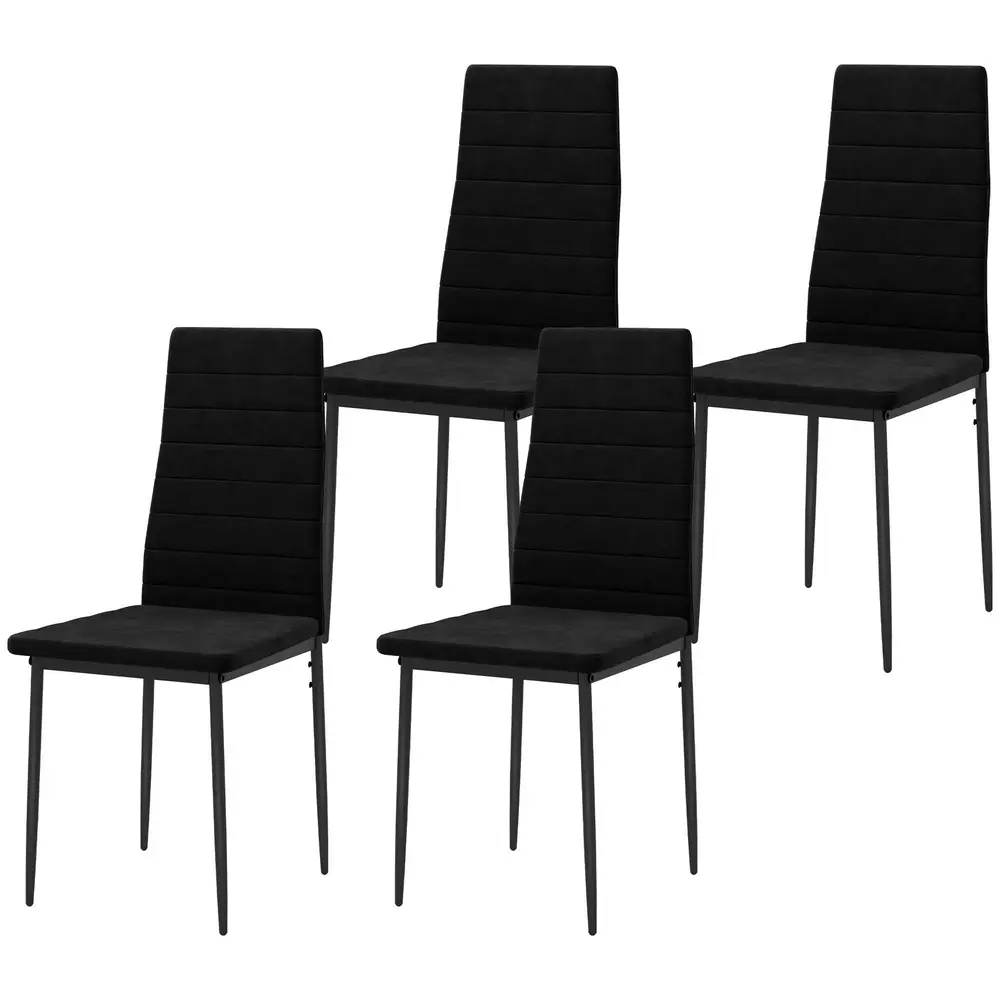Set 4 Matstolar Armlös med Tygklädsel och Metallben, Svart