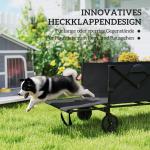 Hopfällbar Transportvagn med Avtagbar Presenning, 100 kg Lastkapacitet, Svart