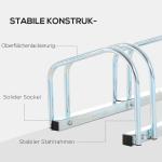 Cykelställ för 6 Cyklar, Robust Parkeringsställ för Golv eller Vägg, Väderbeständig Förvaring av Cyklar, Silver, 179 x 33 x 27 cm