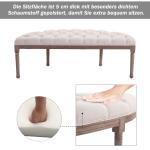 Klädd Loungebänk i Vintagestil med Knappar, Linne och Trä, Beige, 140,5 x 51 x 48 cm