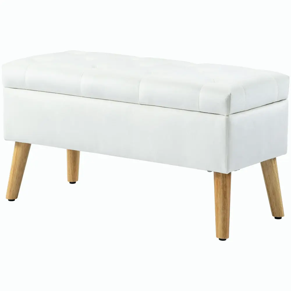 Bänk Sängbänk Vit av Sammetslook 102 x 35 x 43 Cm