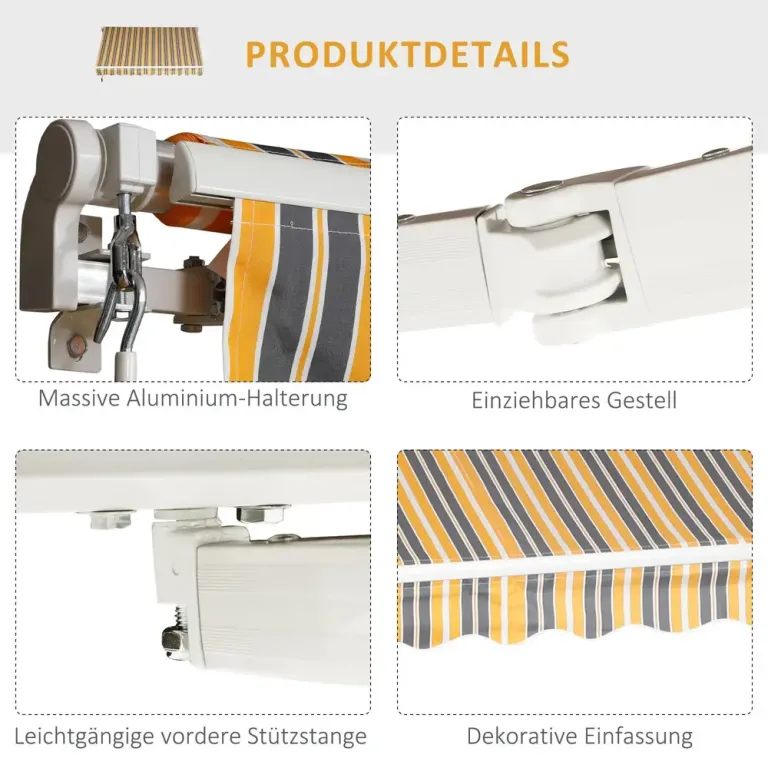 Ledarmsmarkis med Handvev Aluminium 2,95 x 2,45 m