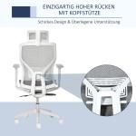 Kontorsstol, Skrivbordsstol, Snurrstol, Spelstol med Nackstöd, Svankkudde, 3D-armstöd, 3 Nivåer, 360° Svängbara Hjul, Höjdjusterbar, Ergonomisk, Meshtyg, Skum, Grå, 67 x 65 x 120–128 cm