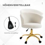 Skrivbordsstol med Justerbar Höjd och Teddyfleece för Kontor Ergonomisk och Modern Vit Tyg och Metall 58 x 56 x 76 cm