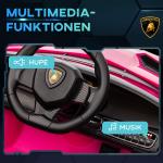 Elbil Barnbil Lamborghini Rosa av Plast och Metall för Barn 3-6 År med Fjärrkontroll och Bluetooth Musikfunktion max 30 kg
