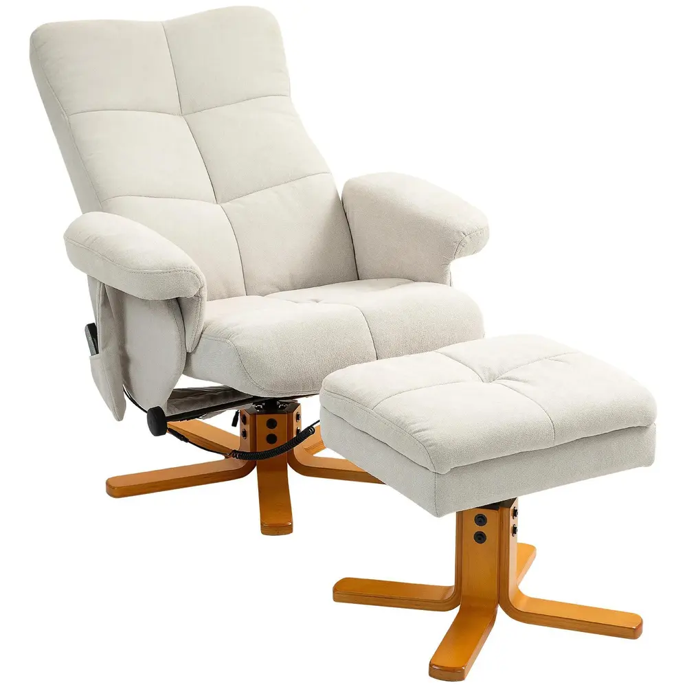 Massagestol med Liggfunktion Fotpall 80 x 86 x 99 cm