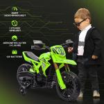 Elmotorcykel Barnmotorcykel Grön av Plast och Metall för Barn 3-8 År 6V Fordon med Träningshjul 30 kg