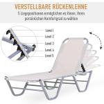 Beach Solstol 5-Vägs Justerbar Aluminium och Textiline för Trädgård och Terrass Beige 163 X 58,5 X 91 Cm