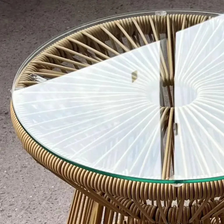 Sidobord Trädgårdsbord Beige av Metall och Glas Runt