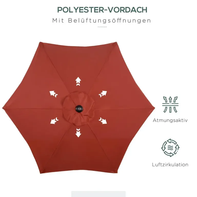 Parasoll – Sexkantigt Roterande med Vev – Ø196 cm