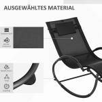 Gungstol Trädgårdsstol Svart av Textilen och Metall för Avkoppling Utomhus Ergonomisk med Kudde Bekväm 155 x 61 x 88 cm