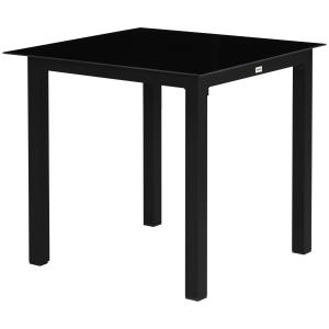 Trädgårdsbord Uteplatsbord Svart av Aluminium och Härdat Glas för Trädgård och Balkong Fyrkantigt Bord för 4 Personer 80 x 80 x 74 cm
