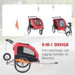Hundvagn Cykelvagn 2 i 1 Jogger Röd Svart Oxford Tyg för Hundar och Husdjur Hopfällbar med Regnskydd 155 X 83 X 108 Cm