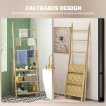 Badrumshylla med 3 Våningar och Handdukshängare för Badrum Hållbar och Ergonomisk Natur Bambu i A-formad Design