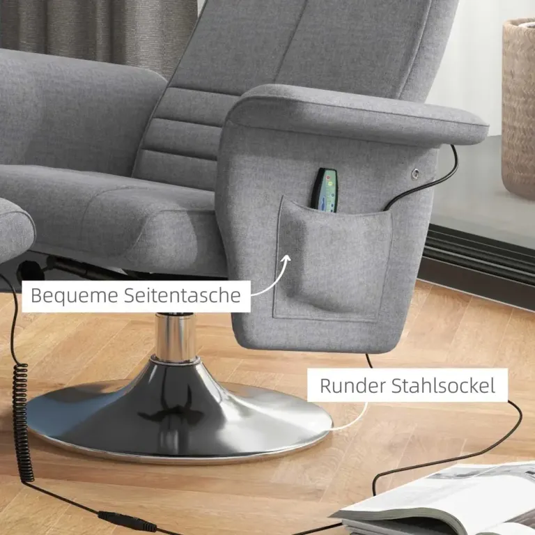 TV-Fåtölj Relaxstol Mörkgrå av Linne och Metall Elektrisk