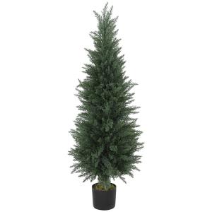 Konstgjord Cypress med 638 Plastblad i Kruka, UV-beständig, Grön