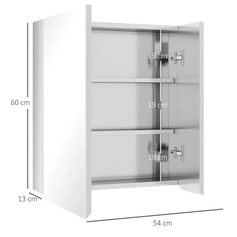Spegelskåp Väggskåp med Spegeldörrar 54 x 13 x 60 cm, Silver