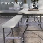 Campingbord Fällbart Bord Vit av HDPE och Stål för Trädgård och Balkong Buffébord för 6 Personer Robust och Bärbar 180 x 75 x 73 cm