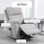 Massagestol TV-Fåtölj Grå av Tyg och Metall för Vardagsrum med Ståstöd och 8 Massagepunkter Fjärrkontroll 89 x 99 x 103 cm