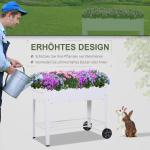 Upphöjd Bädd Mobil Växtvagn med Förvaringsutrymme 2 Hjul Metall Vit 112 X 59 X 80 Cm