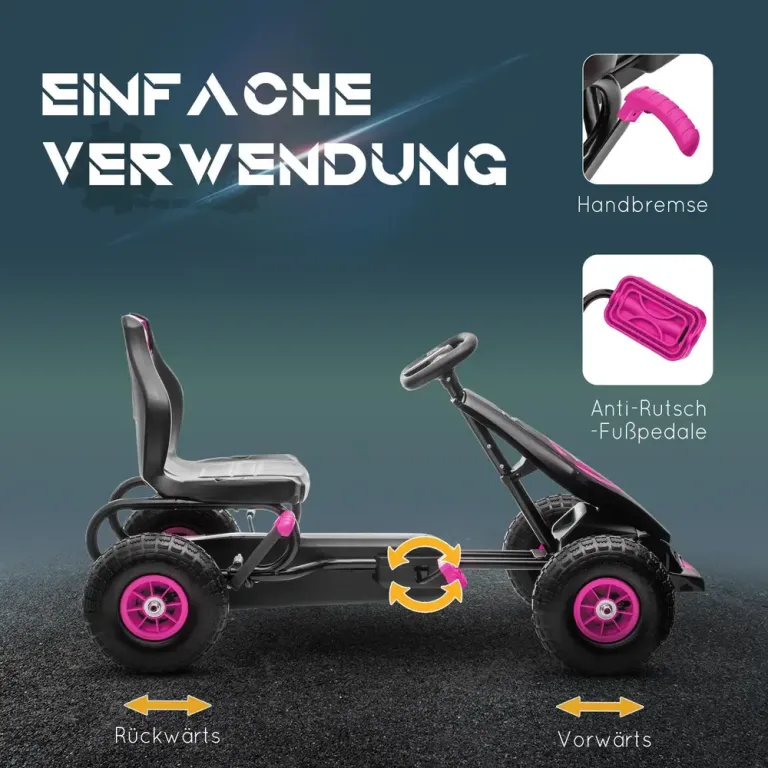 Trampbil &Amp; Go-Kart med Justerbart Säte Rosa